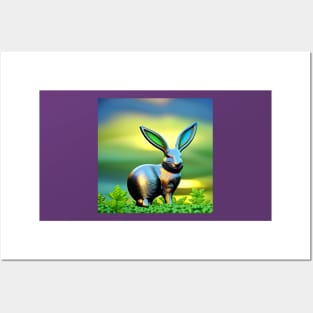 Metal Bunny Rabbit in the countryside Posters and Art